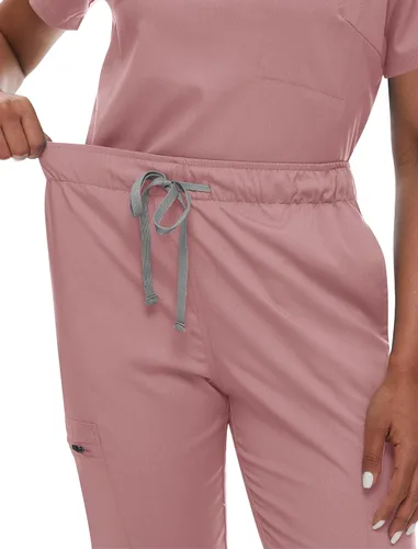 Vista 4 de niaahinn Conjunto de uniforme médico para mujer con cuello en V clásico y pantalones deportivos de yoga, uniforme médico de enfermería