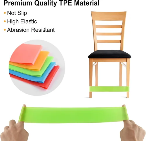 Vista 3 de PLULON Paquete de 30 bandas para sillas para niños con pies inquietos, coloridas bandas para la ansiedad para sillas de escritorio, bandas elásticas