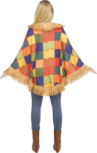 Vista 2 de Parches de poncho de espantapájaros coloridos para mujer, disfraz lindo accesorio de Halloween, Multi