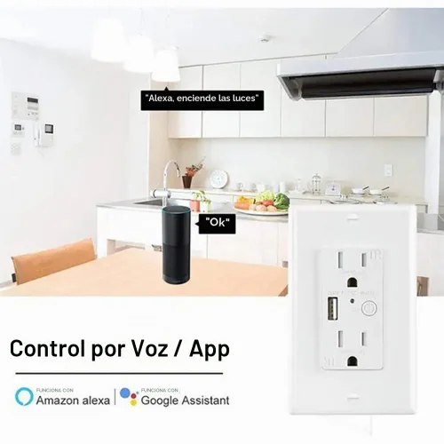 Vista 7 de Zigbee - Toma de pared con USB, un controlado, uno siempre encendido, compatible con Google Assistant y Alexa (clase 2 USB)