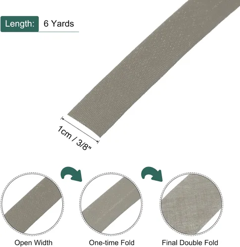 Vista 490 de MECCANIXITY Cinta al bies de doble pliegue de 1/2 pulgada de poliéster continuo a granel para costura, costura, dobladillo, encuadernación y Beige