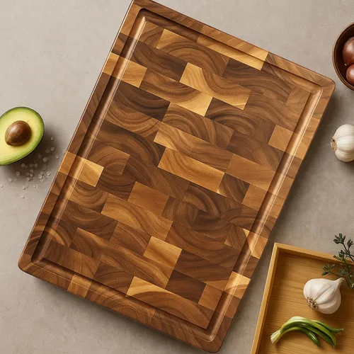 Vista 5 de Seido Knives Tabla de cortar de grano final de acacia gourmet, 18 x 12 x 1.4 pulgadas, hecha de madera de acacia, duradera, resistente