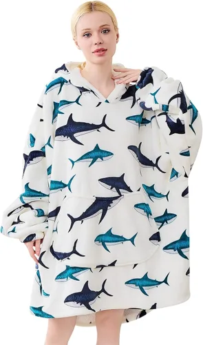 Vista 28 de Moinlizy - Sudadera con capucha tipo manta extragrande, portátil con capucha y bolsillo, de grueso sherpa, para mujeres y hombres adultos