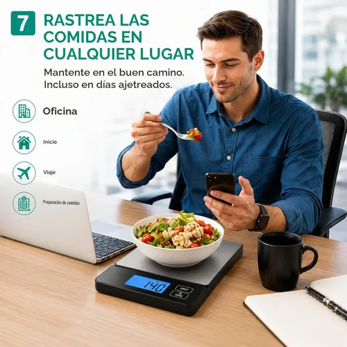 Vista 3 de URAMAZ Básculas inteligentes para alimentos de cocina, báscula digital de alimentos de acero inoxidable en gramos y onzas con aplicación de Multi
