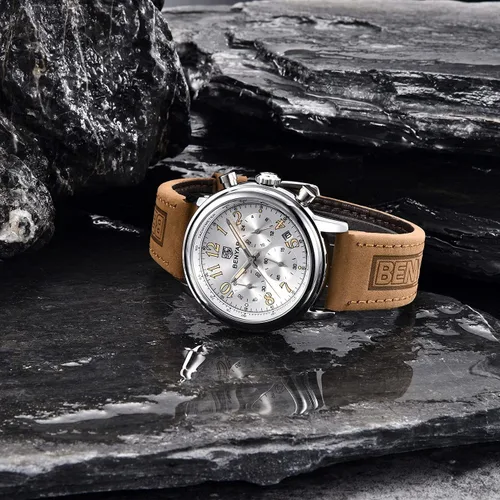 Vista 4 de BENYAR - Reloj de pulsera elegante para hombre, reloj de correa de cuero auténtico, movimiento de cuarzo perfecto, impermeable y resistente a