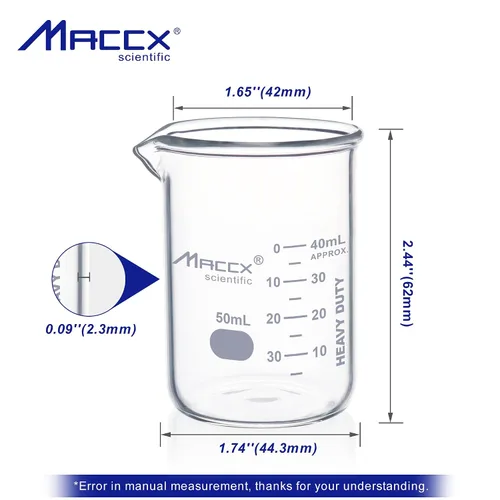 Vista 13 de Vaso de vidrio resistente de 3.4 onzas (3.4 fl oz), 3.3 Griffin de borosilicato de forma baja con graduación impresa, paquete de 4, BKL100-004