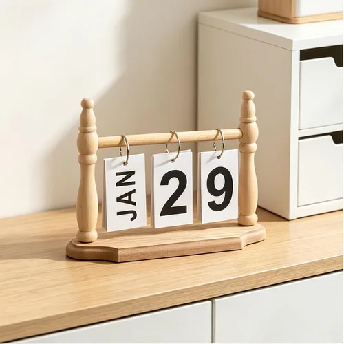 Vista 12 de Calendario Diario Perpetuo con Tapa para Escritorio 2026 Decoración Reutilizable para Escritorio de Oficina Accesorios para el Hogar Accesorios