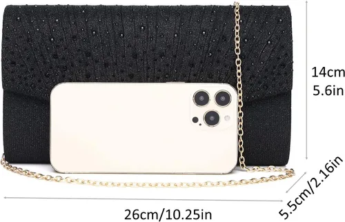 Vista 5 de Bolsos de noche para mujer, con lentejuelas y purpurina para mujer, bolso de mano brillante, bolso formal para boda, fiesta, baile de graduación