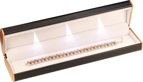 Vista 4 de Caja de pulsera negra con tres luces LED para cumpleaños, día de San Valentín, día de la madre, día del padre, Navidad... pulsera LED de lujo