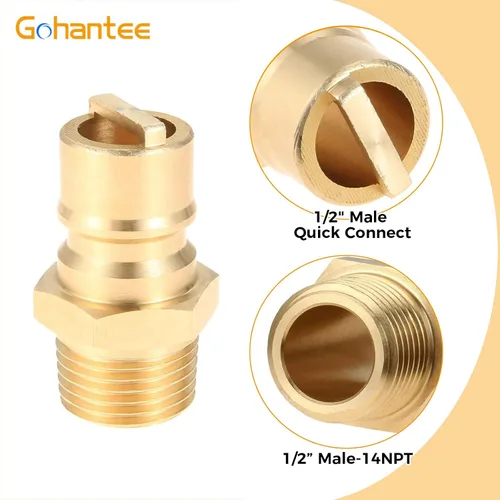 Vista 5 de Kit de conexión rápida de gas de 1/2", conector de desconexión con enchufe de inserción macho, adaptador de conexión rápida de gas natural y propano