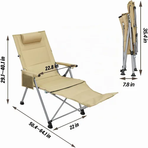 Vista 3 de Silla de camping reclinable, silla plegable al aire libre