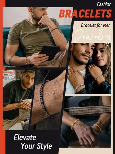 Vista 8 de FaithHeart - Pulsera de eslabones cubanos para hombre, acero inoxidable chapado en plata/negro/oro de 14 quilates, pulseras de eslabones