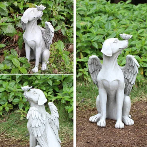 Vista 8 de Estatua conmemorativa del perro ángel, piedras conmemorativas para perros, adorno de resina de jardín de 8 pulgadas, regalos de duelo para perros