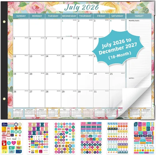 Vista 17 de Ospelelf Bule Calendario 2026-2027 - Agenda mensual grande de 22 x 17 pulgadas, calendario de escritorio de 18 meses para personas mayores, oficina