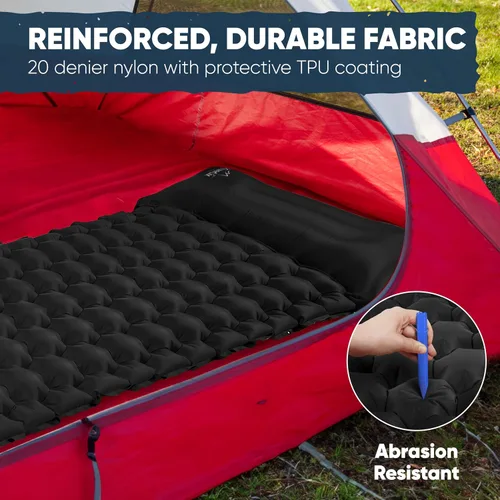 Vista 3 de POWERLIX Paquete de 2 almohadillas para dormir para acampar, con almohada integrada, colchoneta inflable para campamento, ligera, compacta