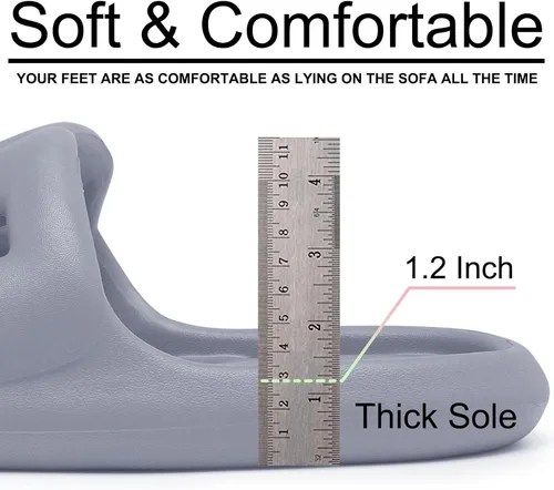 Vista 3 de Shower Shoes For Women Men, With Drain Holes Pillow Slippers Non-Slip Soft Cloud Slides Sandals, Fit Indoor Home Bedroom Pool Beach