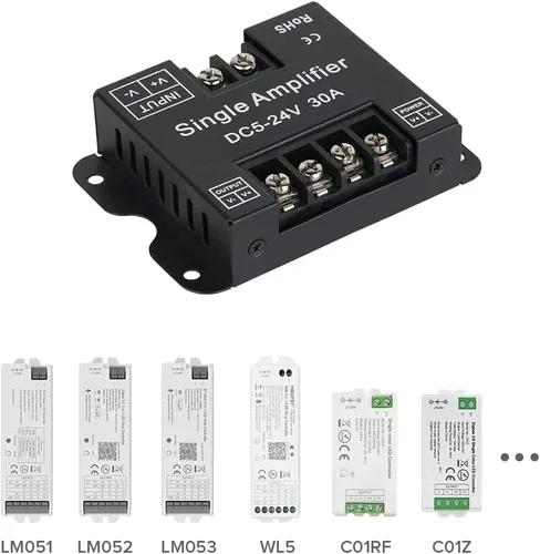 Vista 5 de BTF-LIGHTING COB FCOB 2835 3014 3528 5050 Controlador Amplificador de Señal de 1 Canal Compatible con V- V+ Luz de un Solo Color de 2 Pines Tira LED