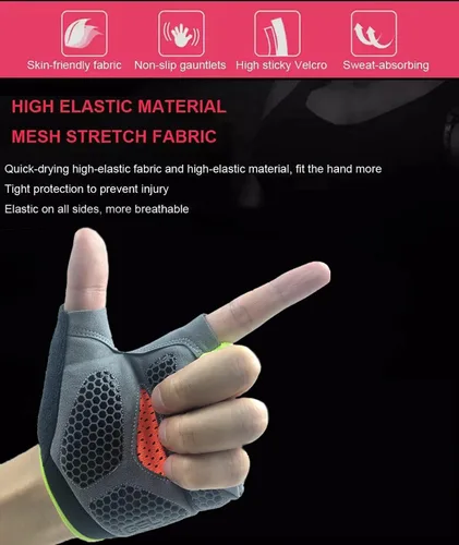 Vista 2 de Guantes de ciclismo de carretera de gel para hombre guantes de ciclismo de medio dedo guantes de bicicleta de carretera MTB almohadilla de gel que