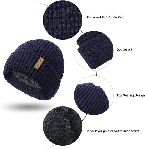 Vista 5 de LAPIZAPI Gorro de invierno para hombre con forro polar gorro deportivo para mujer al aire libre