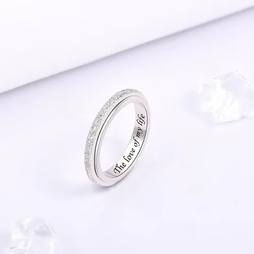 Vista 22 de Sterling Silver Spinner Fidget Ring Anti Anxiety Worry Relieving Boredom ADHD Autism Band Ring for Women Men