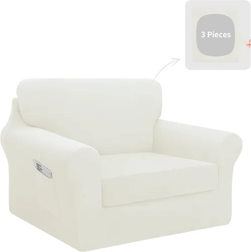 Vista 27 de Easy-Going - Funda elástica para sofá (7 piezas), tamaño XL, color negro Juego de funda de sofá lavable para 3 cojines de respaldo y asiento