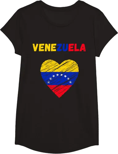 Vista 6 de Camiseta con la bandera venezolana con corazón de Venezuela, Negro