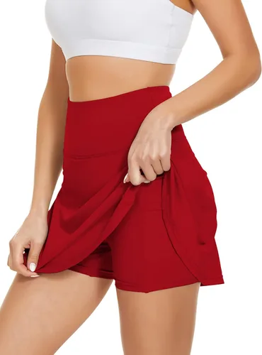 Vista 2 de Century Star Faldas de tenis de cintura alta para mujer con bolsillos y pantalones cortos para mujer, minifalda atlética para golf, deportes, correr
