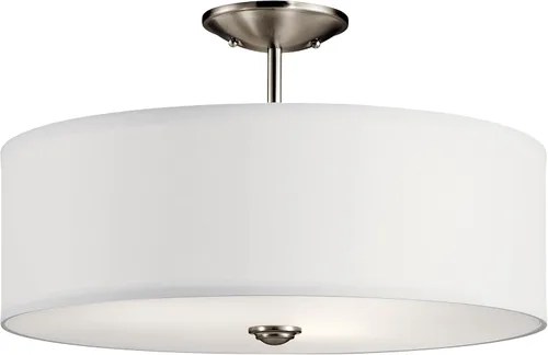 Vista 5 de Kichler Shailene - Lámpara de 14 pulgadas con 3 luces redondas semiempotradas, difusor satinado blanco y pantalla de microfibra blanca en bronce