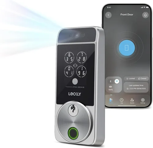Vista 10 de Lockly Visage Zeno Series Smart Lock, Cerradura inteligente con reconocimiento facial y entrada sin llave por huellas dactilares, cerrojo