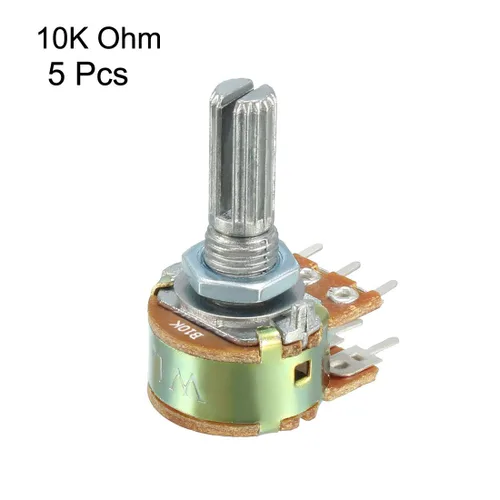 Vista 2 de uxcell WH148 10K Ohm resistencias variables Potenciómetro cónico de película de carbono rotatorio dual 5pcs