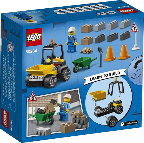 Vista 5 de LEGO City Roadwork Truck 60284 Kit de construcción de juguete; juego de construcción de obras viales geniales para niños, nuevo 2021 (58 piezas)