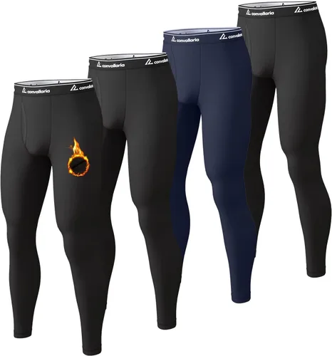 Vista 14 de 4 or 2 Pack Men's Thermal Pants Fleece Lined Long Johns Bottom Base Layer Negro/Gris
