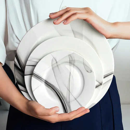 Vista 6 de IQCWOOD Platos de cena de porcelana blanca, juego de 6, 16.5 cm, platos de cena de porcelana, juego de platos blancos, platos blancos de cerámica