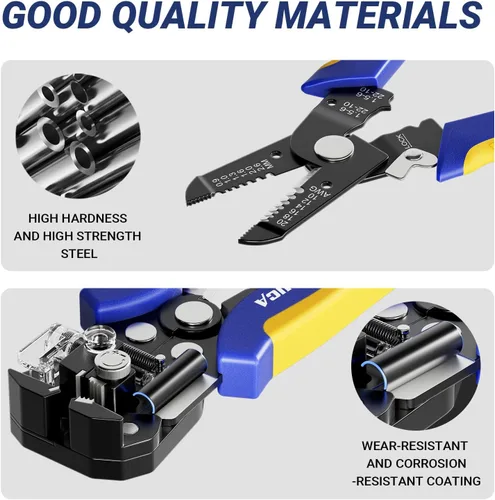 Vista 7 de haisstronica Juego de herramientas pelacables, autoajustable y manual de 10-24 AWG, pelacables eléctricos resistentes para reparación