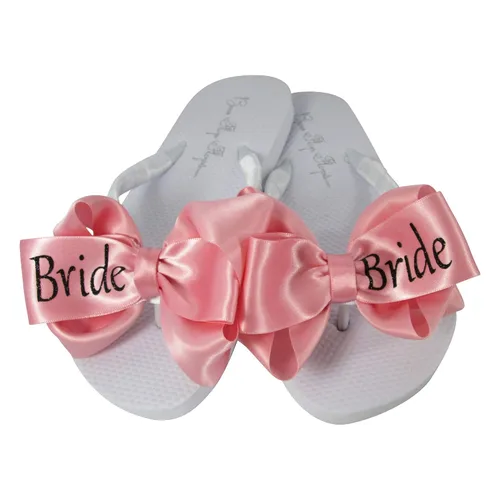 Vista 8 de Gold Bride Glitter Bling Bow Flip Flops for the Wedding