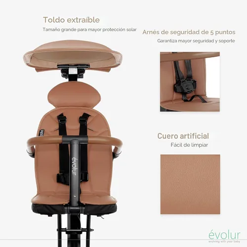 Vista 6 de Evolur Cochecito Cruise Rider con toldo, cochecito paraguas ligero con plegado compacto, cochecito de viaje fácil de transportar - Coñac