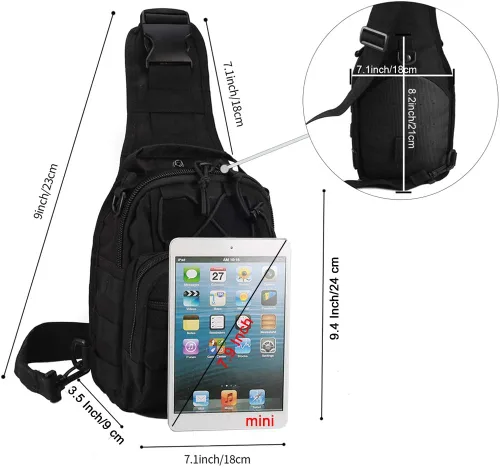 Vista 2 de Mochila táctica de hombro, 1000D, bandolera militar para exteriores