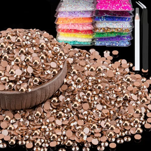 Vista 52 de 15000 diamantes de imitación de resina de 0.079 pulgadas a granel, diamantes de imitación de gelatina redondos negros con parte trasera plana, gemas