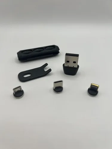 Vista 7 de Cable magnético de carga rápida 3 en 1 USB tipo C de 540º con puntas intercambiables magnéticamente para micro USB, USB tipo C e iProducts (negro)
