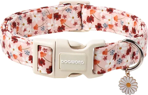 Vista 32 de DOGWONG Collar de Algodón para Perro, Collar para Perro de Cuadros Azules Resistente, Collar Suave y Duradero para Perro Macho, Lindo Collar de A