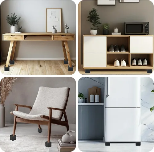 Vista 7 de Elevadores de muebles resistentes, elevadores de cama apilables, bloques de elevación de cama ajustables, elevación en alturas de 3 pulgadas