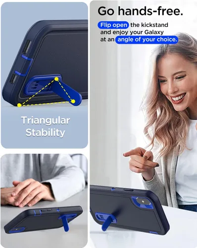 Vista 3 de AICase Funda para iPhone X/XS con soporte integrado con protector de pantalla de vidrio, protección contra caídas de alta resistencia, cuerpo