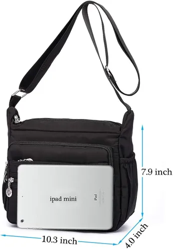 Vista 5 de Collsants Bolso bandolera pequeño de nailon para mujer, bolso de viaje, con múltiples bolsillos