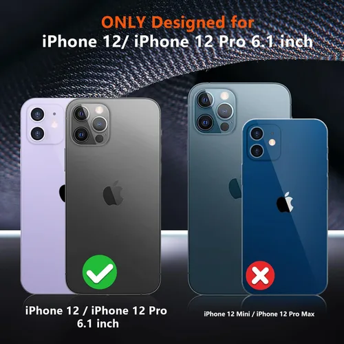 Vista 6 de SPIDERCASE Funda diseñada para iPhone 12/iPhone 12 Pro, protección contra caídas de grado militar de 10 pies, con 2 protectores de pantalla