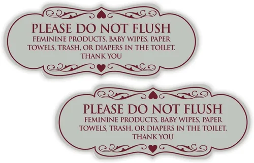 Vista 14 de Signs ByLITA Designer Please Do Not Flush Etiqutte Letrero (negro) - Pequeño 1 paquete
