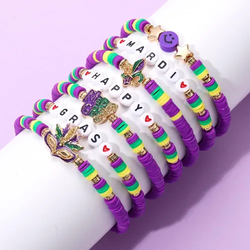 Vista 25 de Surfer Heishi - Pulseras apilables para mujer, apilables, de vinilo arcoíris, disco de arcilla, pulseras elásticas para la amistad, joyería bohemia