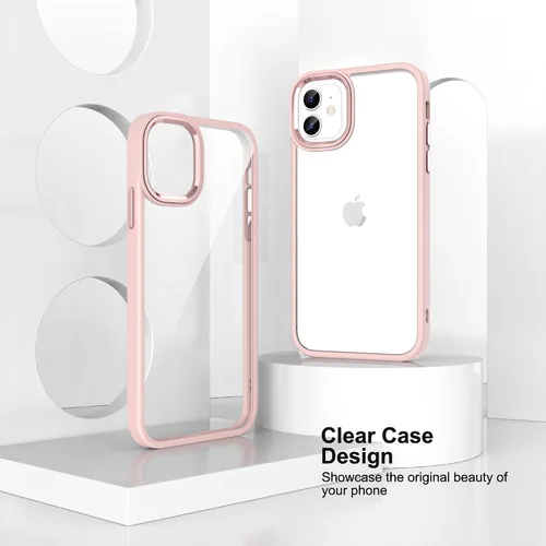 Vista 4 de ULAK Funda transparente para iPhone 12/iPhone 12 Pro, híbrida protectora delgada, transparente, antiarañazos, absorción de golpes, funda protectora
