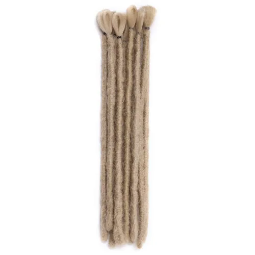 Vista 6 de Extensiones de rastas cortas de 12 pulgadas, 5 hebras, suaves hechas a mano, rastas de ganchillo para hombres, reggae hip-pop, rubio natural Natural