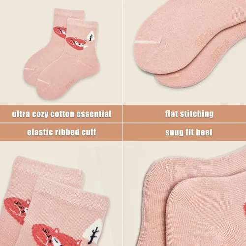 Vista 50 de Aisyee Calcetines de algodón para niños, calcetines sin costuras para niños, calcetines coloridos de cuarto de punto, paquete de 6