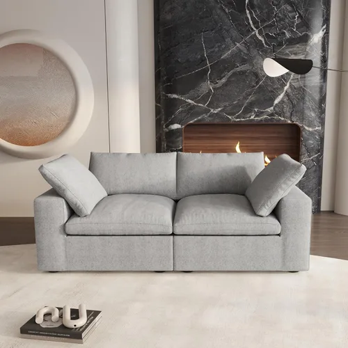 Vista 33 de Cloud - Sofá modular convertible de 80.3 pulgadas en forma de L para sala de estar con otomana de almacenamiento, sofás profundos minimalistas